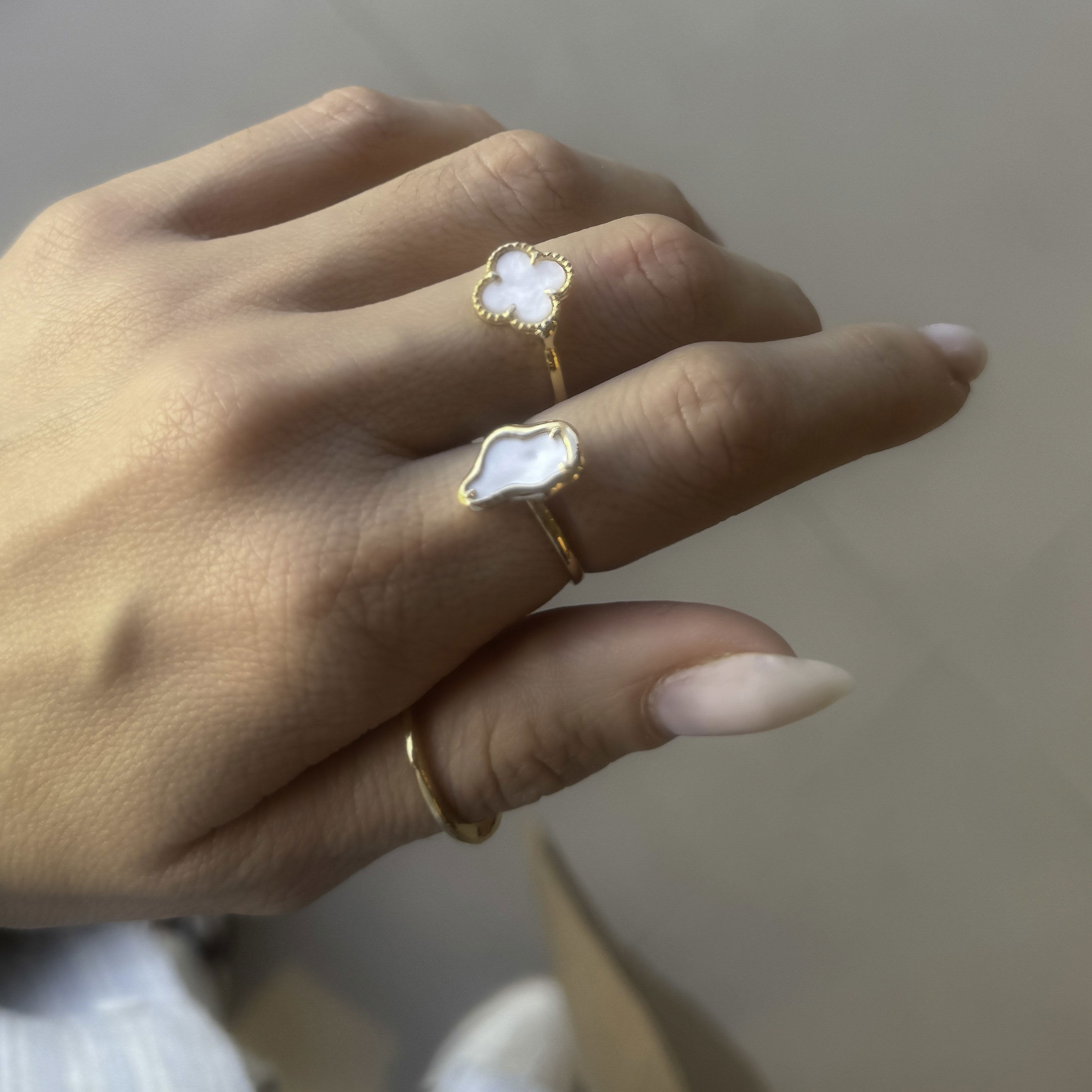 Anel Regulável - Forma Orgânica Perolada