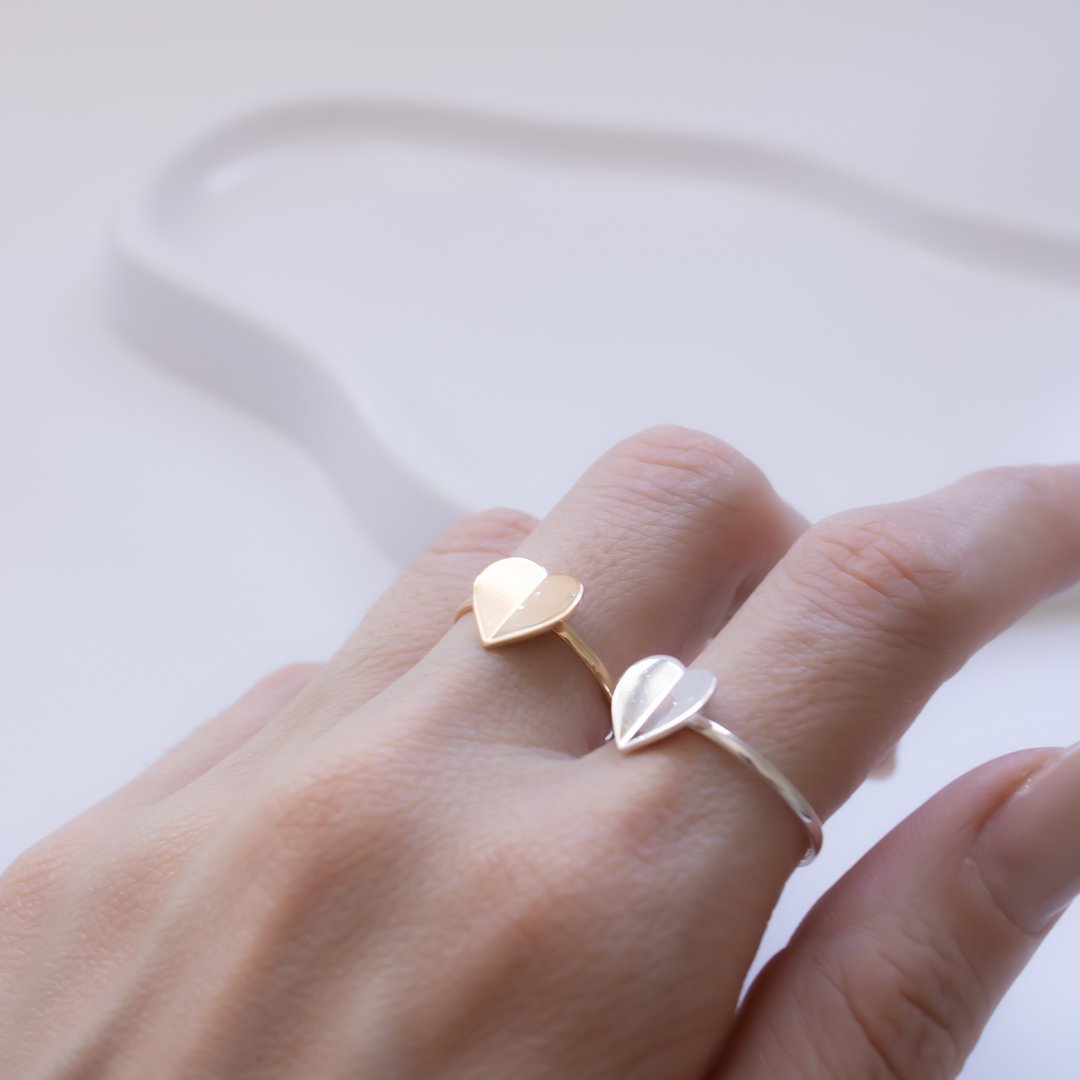 Anel Regulável - Coração Origami