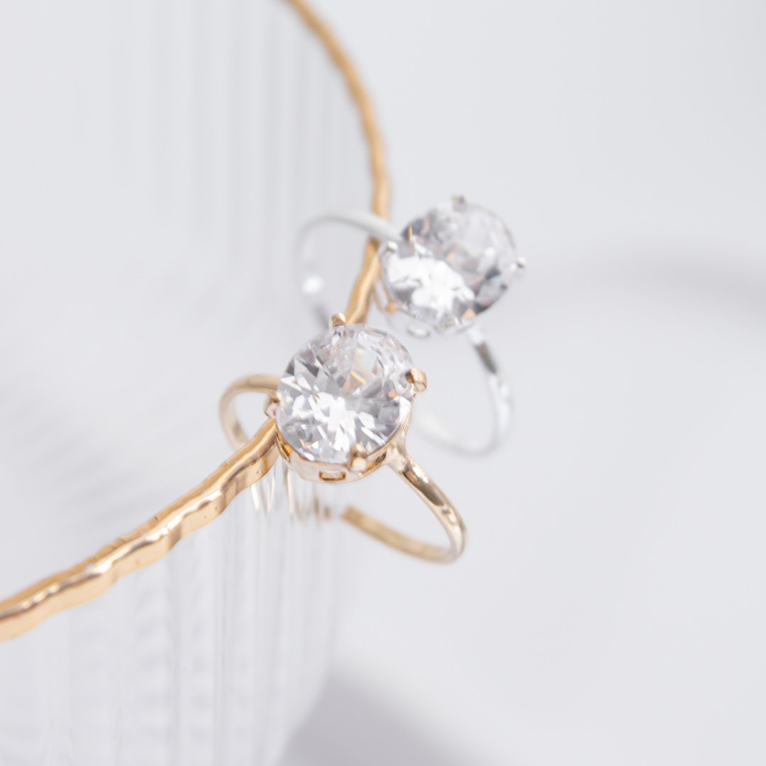 Anel Regulável - Solitário Oval