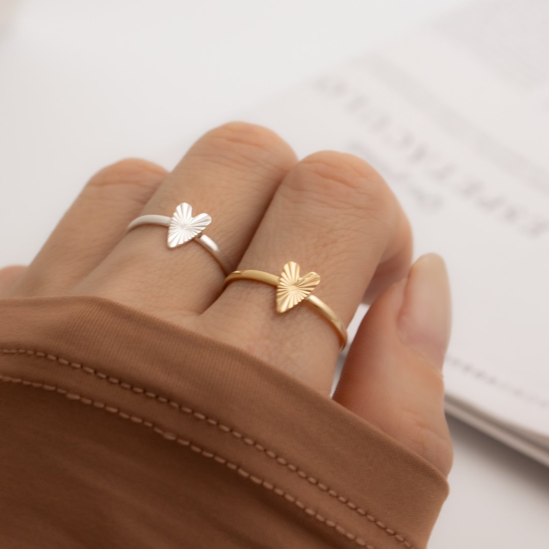 Anel Regulável - Coração Texturizado