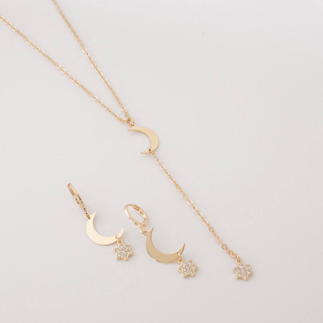 Kit Colar e Brinco - Lua & Estrela