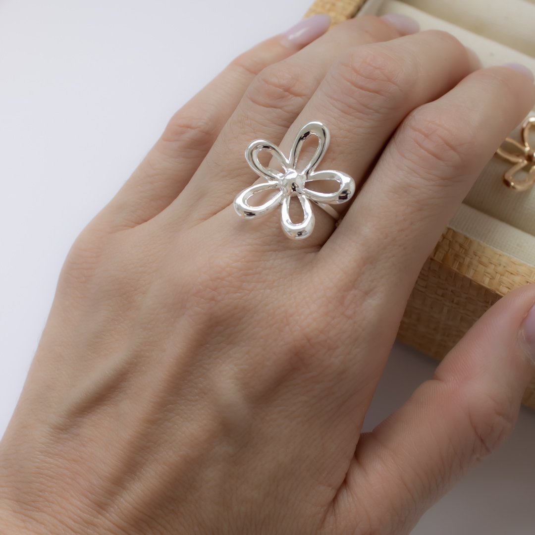 Anel Regulável - Flor Vazada