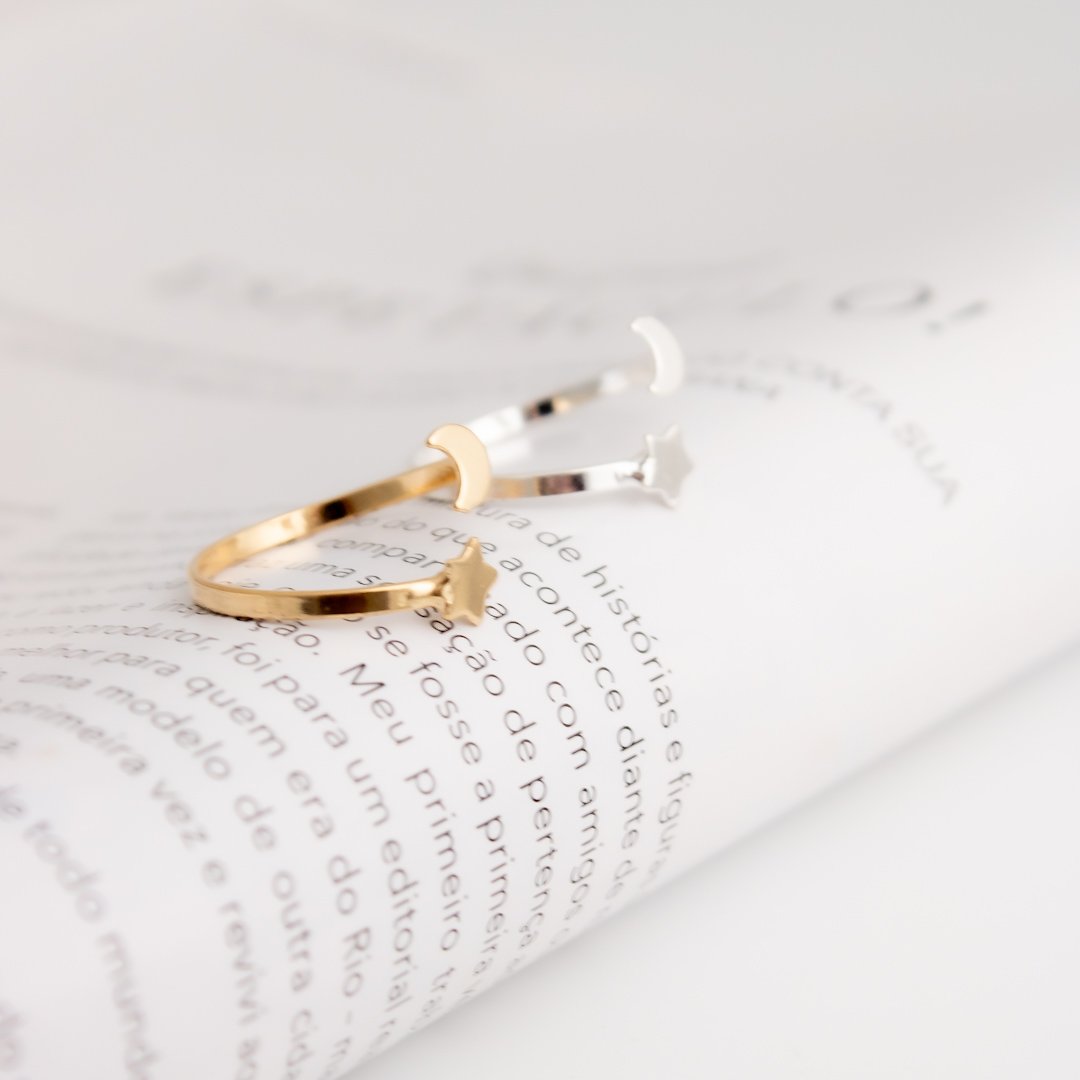 Anel Regulável - Lua & Estrela