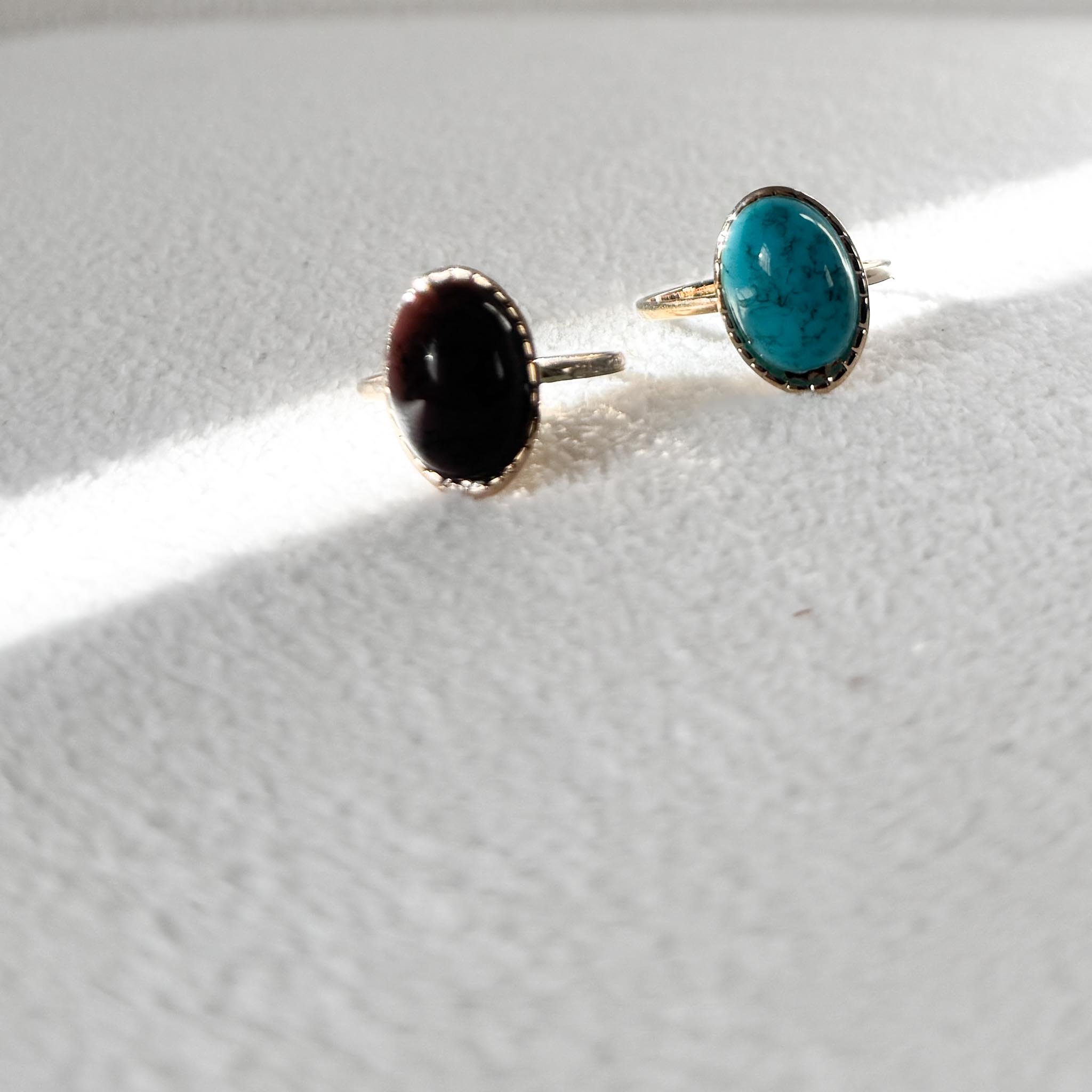 Anel Regulável Oval - Turquesa ou Marrom