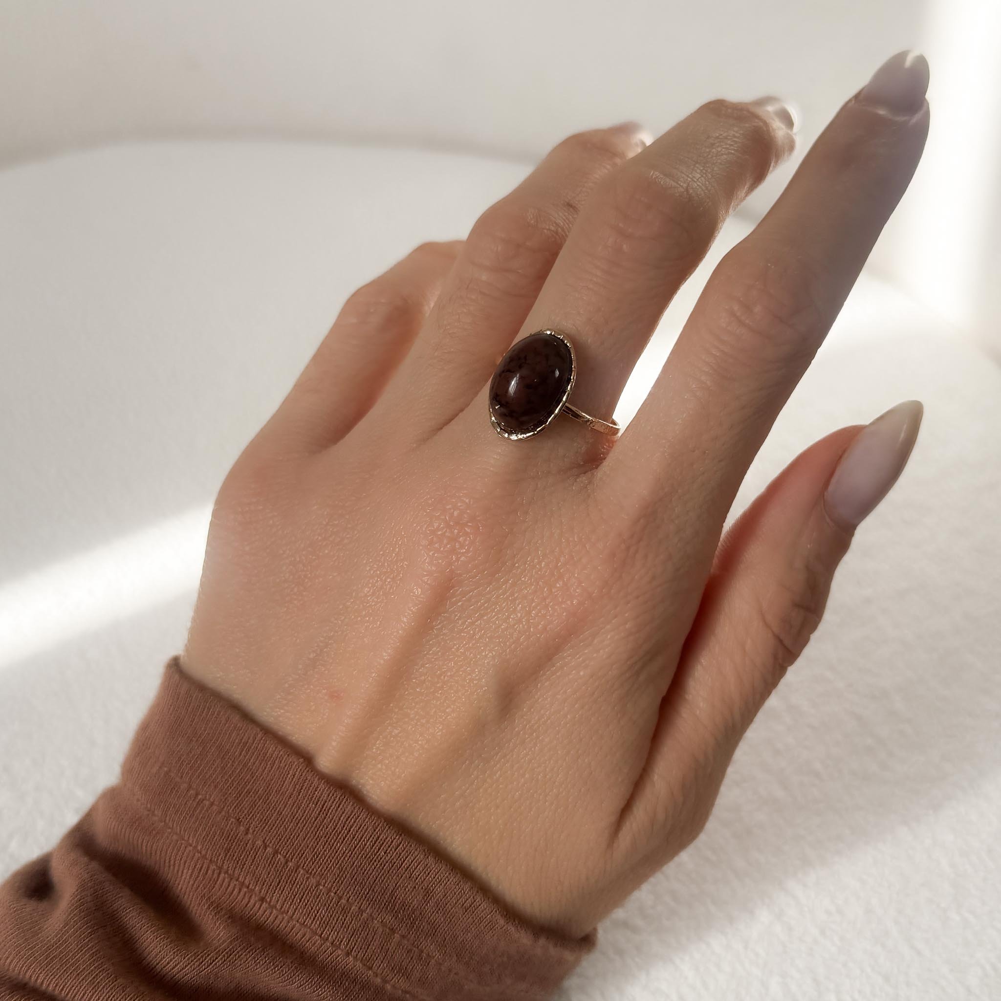 Anel Regulável Oval - Turquesa ou Marrom