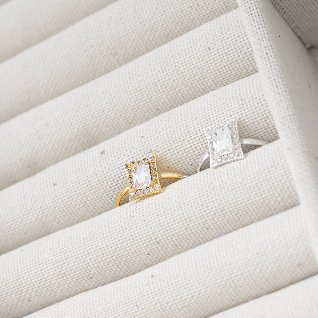 Anel Regulável - Retangular Zirconia