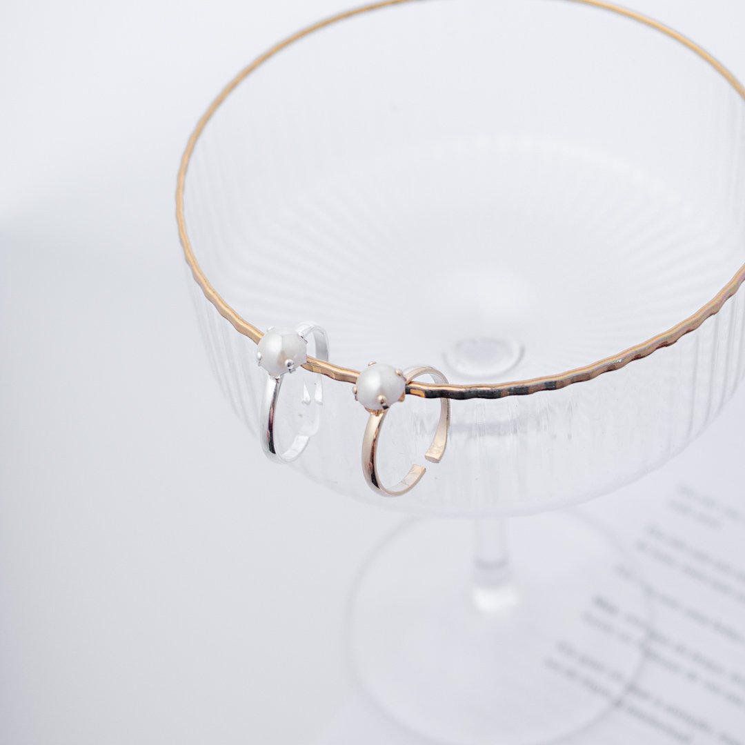 Anel Regulável - Solitário Pérola