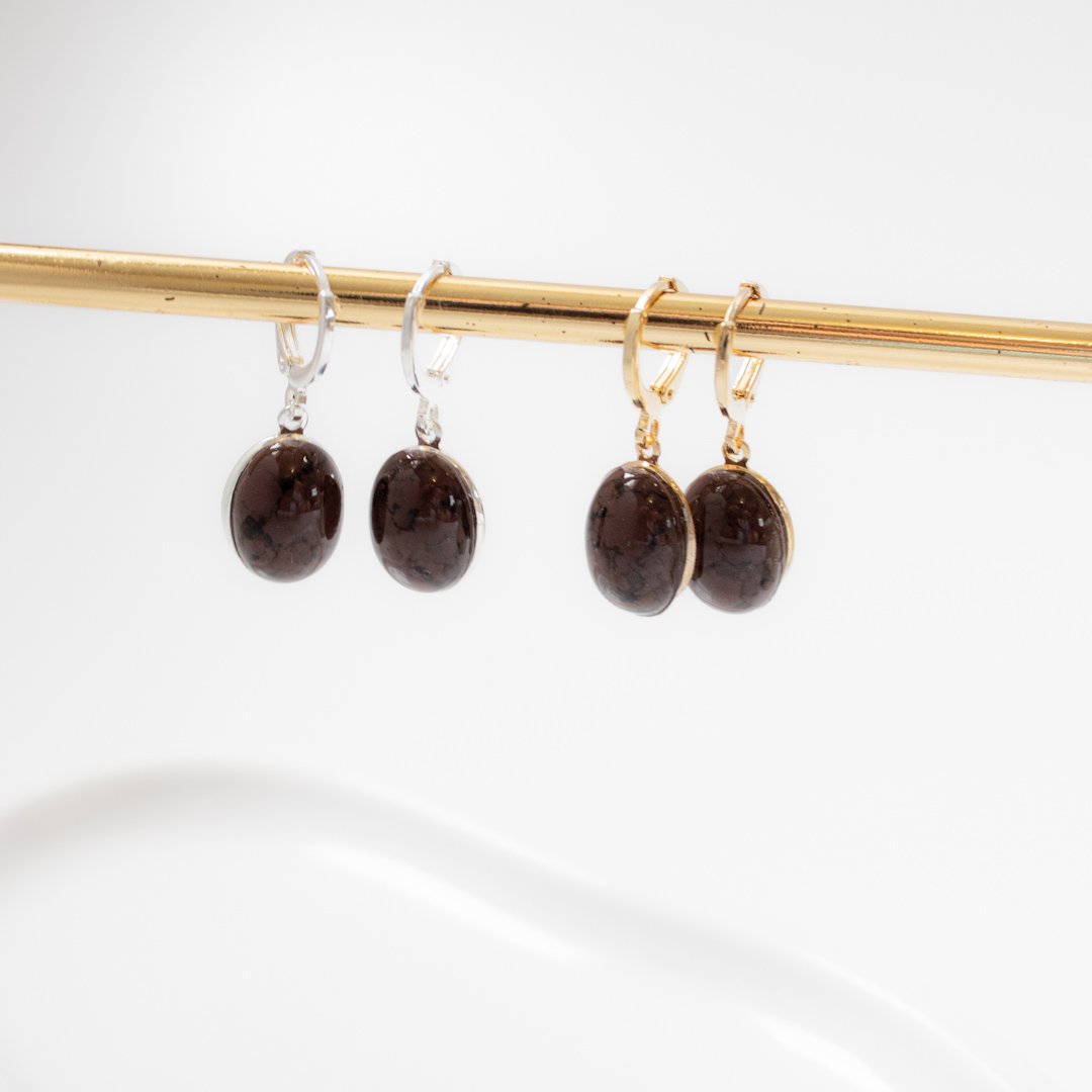 Argola - Oval Marrom