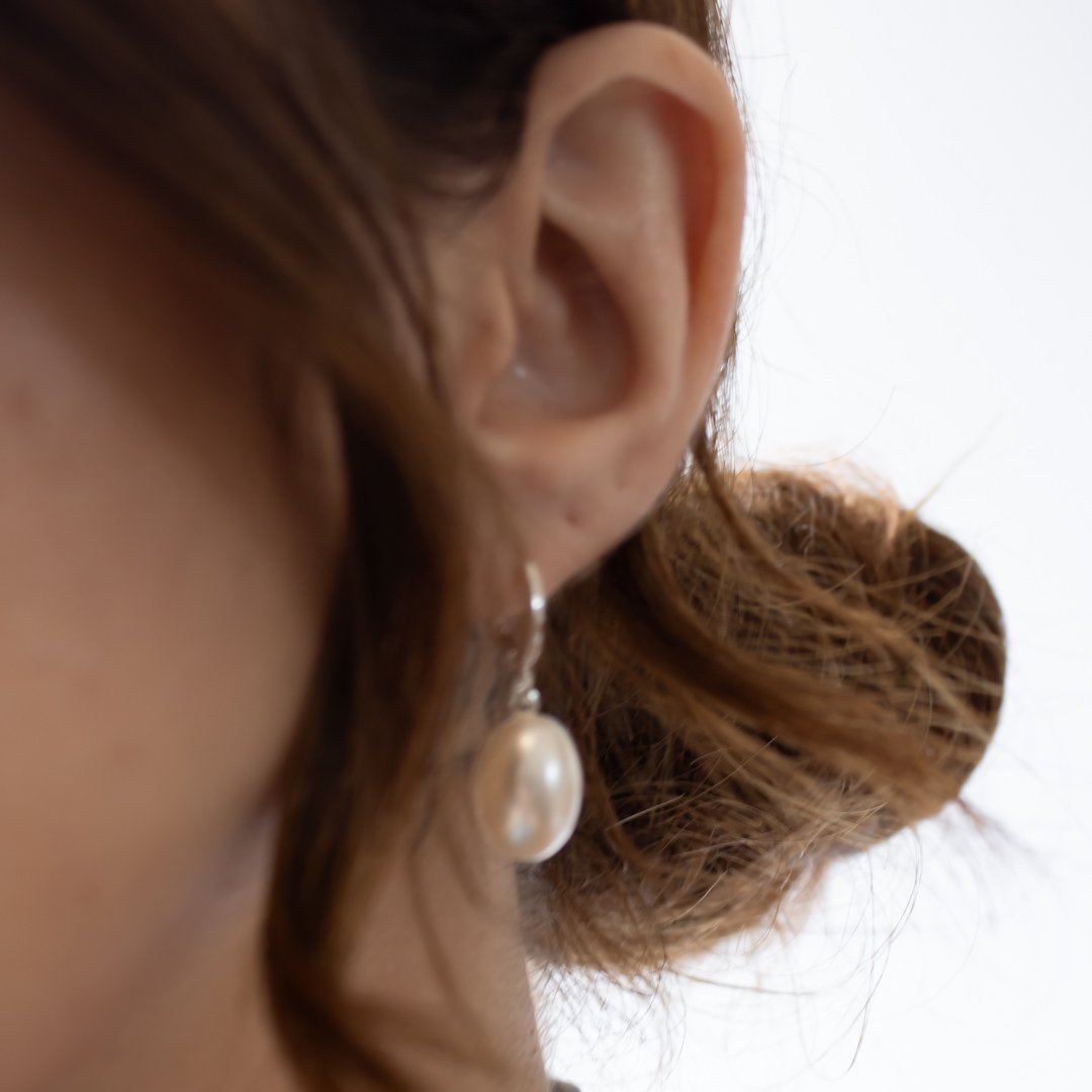 Argola - Oval Pérola