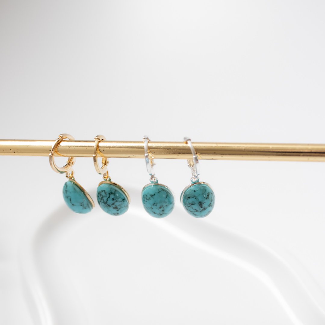 Argola - Oval Turquesa