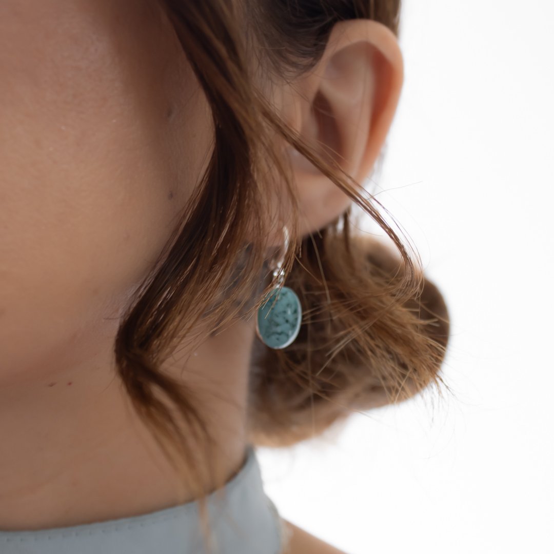 Argola - Oval Turquesa