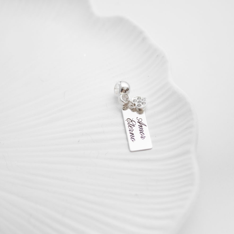 Berloque/Pingente - Plaquinha e Coração