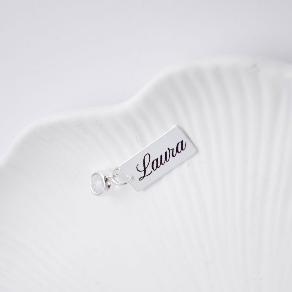 Berloque/Pingente - Plaquinha Retangular 10mm Gravação/Letra