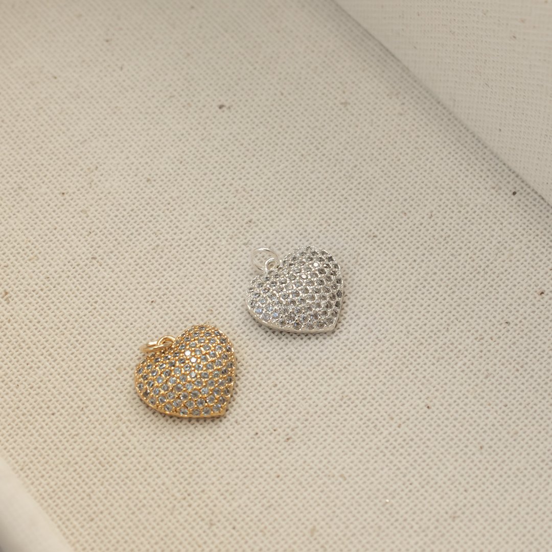 Berloque/Pingente - Coração Zircônia 13mm