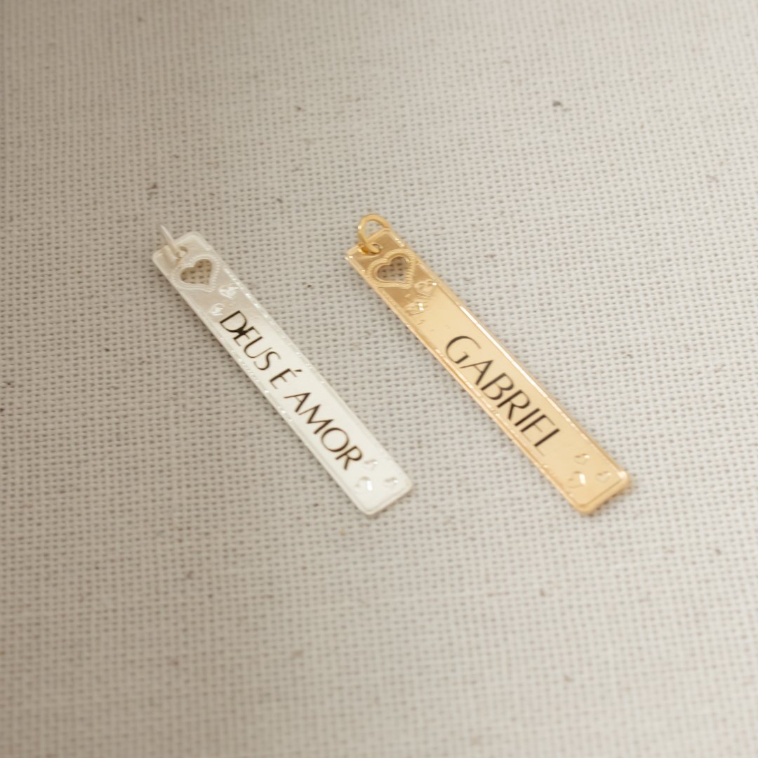 Berloque/Pingente - Plaquinha Retangular