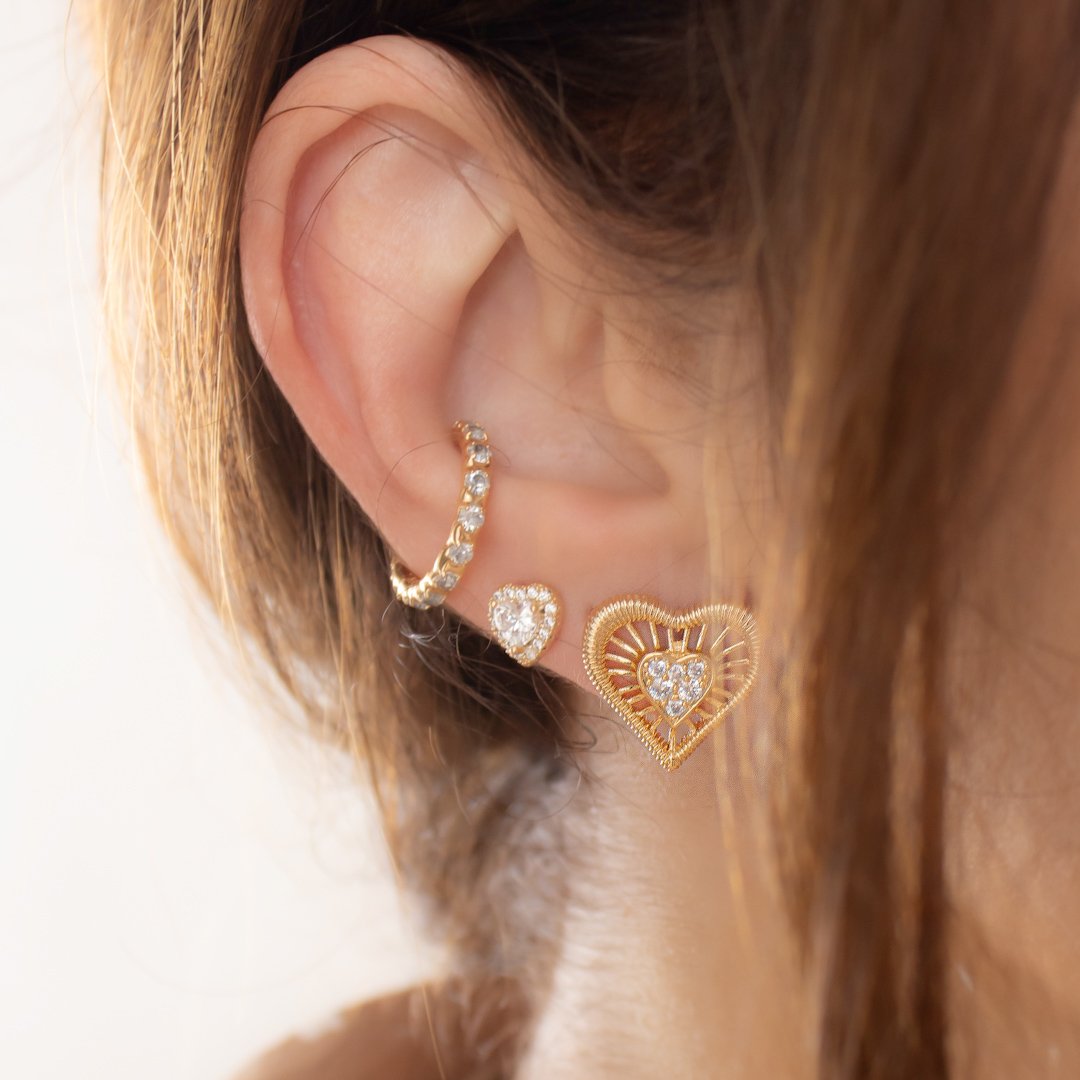 Brinco Médio - Coração Plissado