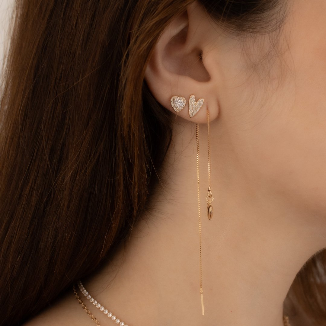 Kit 2 Pares de Brincos Transpassado - Coração