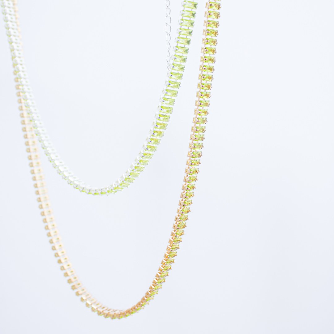 Choker - Baguete Zircônia Verde Lima