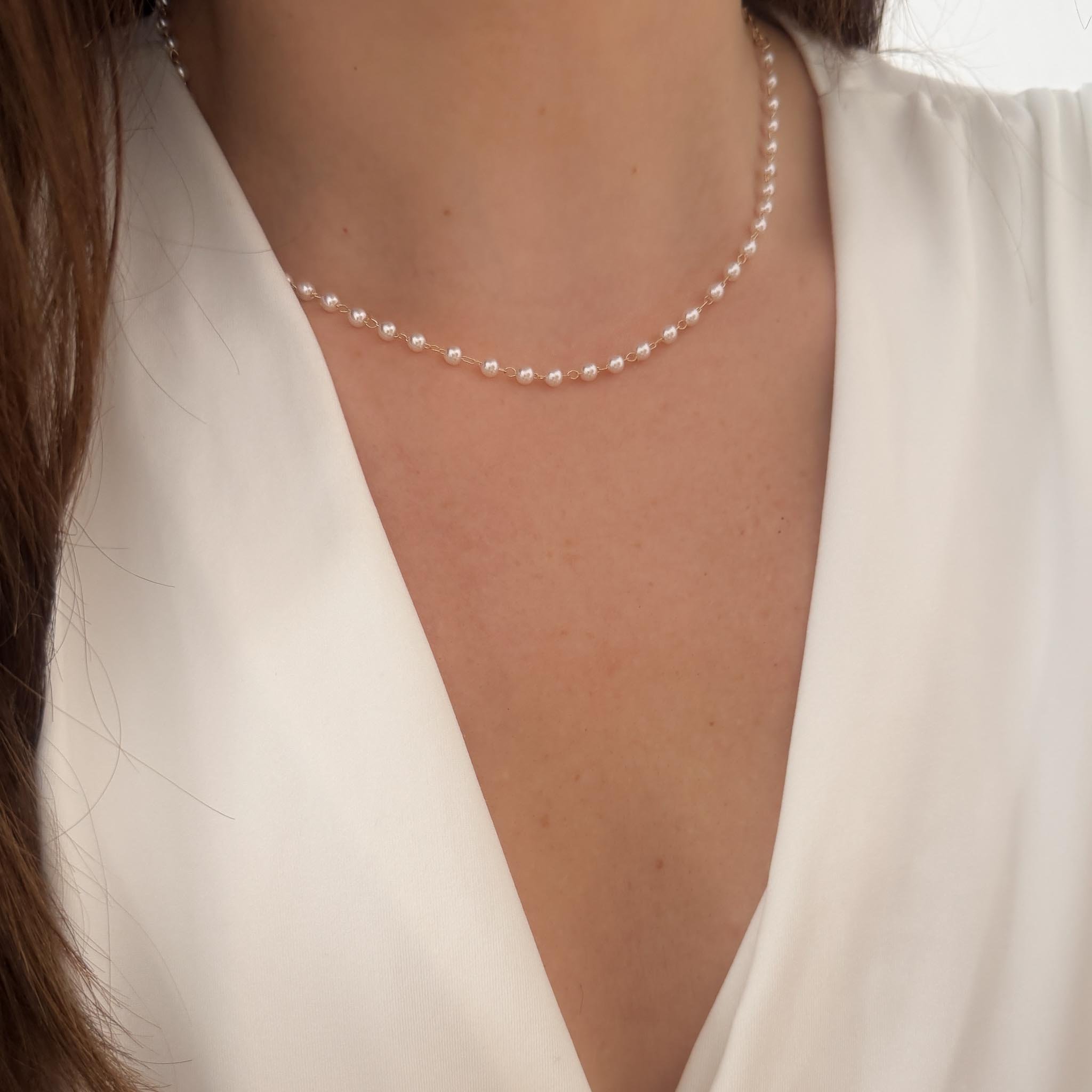 Choker - Corrente Pérolas 4mm