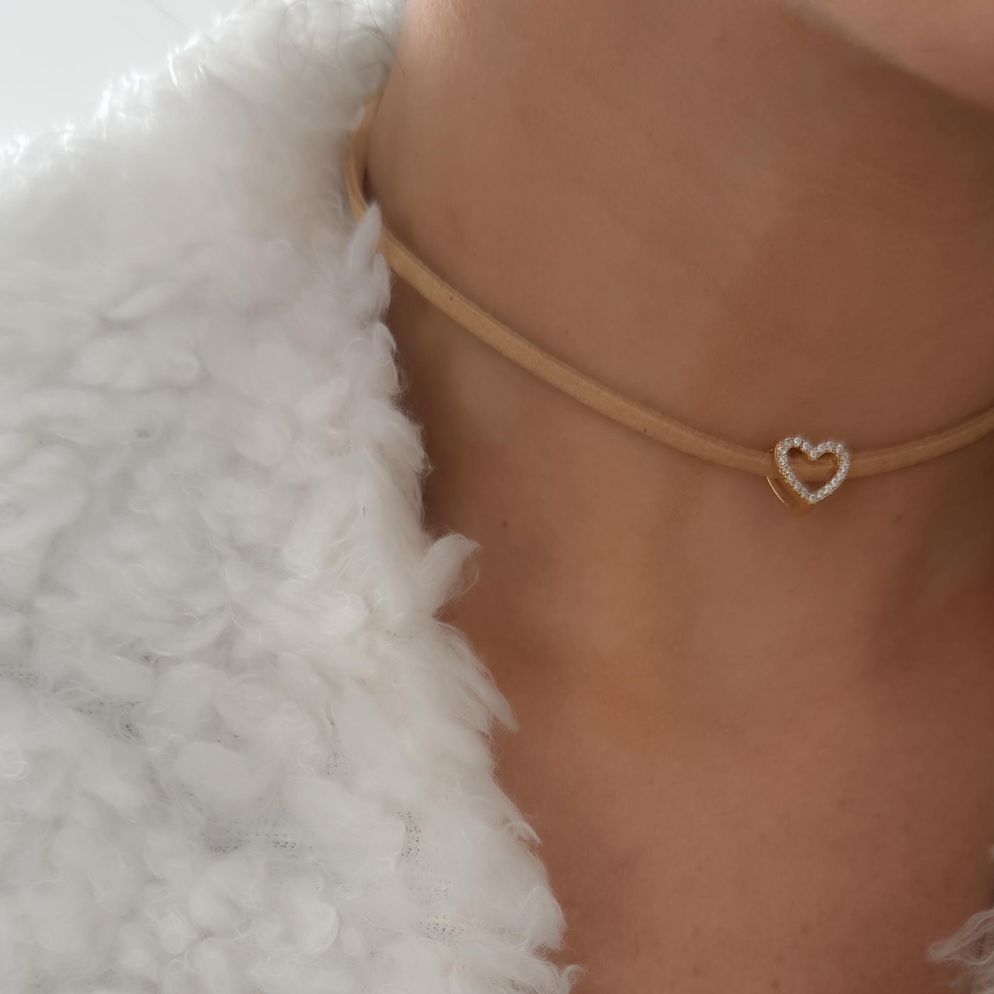 Choker Coração - Zircônia Camurça