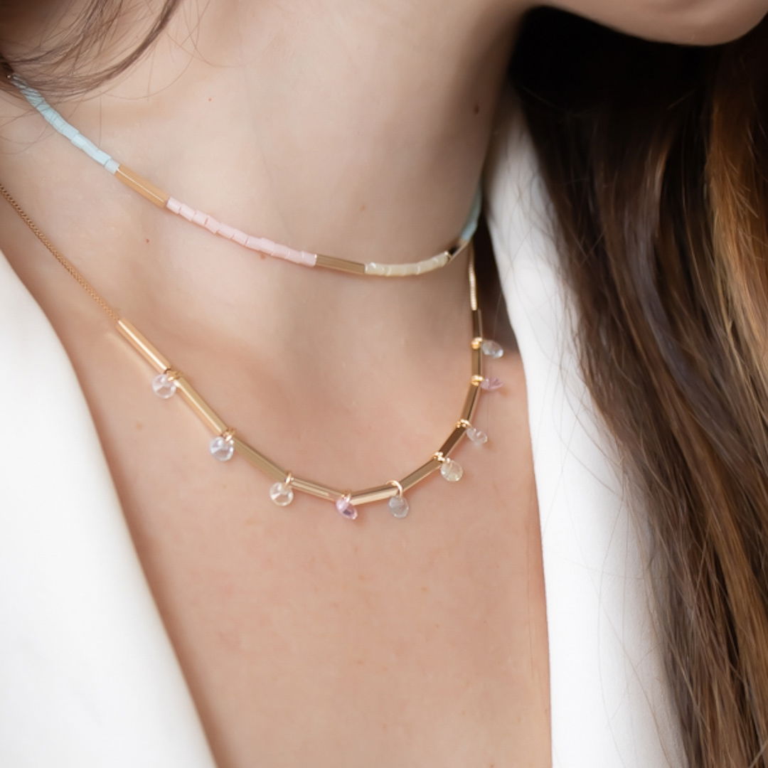 Choker - Corrente Tubinhos e Cores