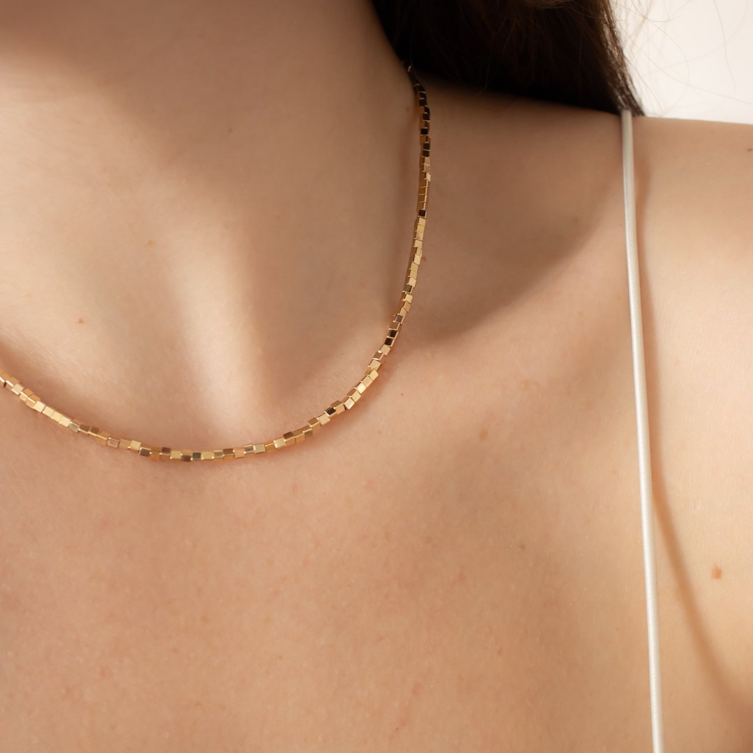 Choker - Cubinhos Brilho 2mm