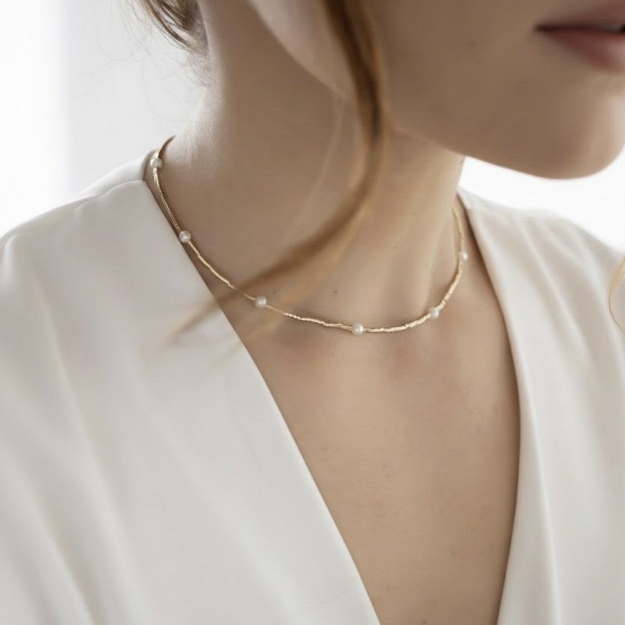 Choker - Pérolas e Tubinhos