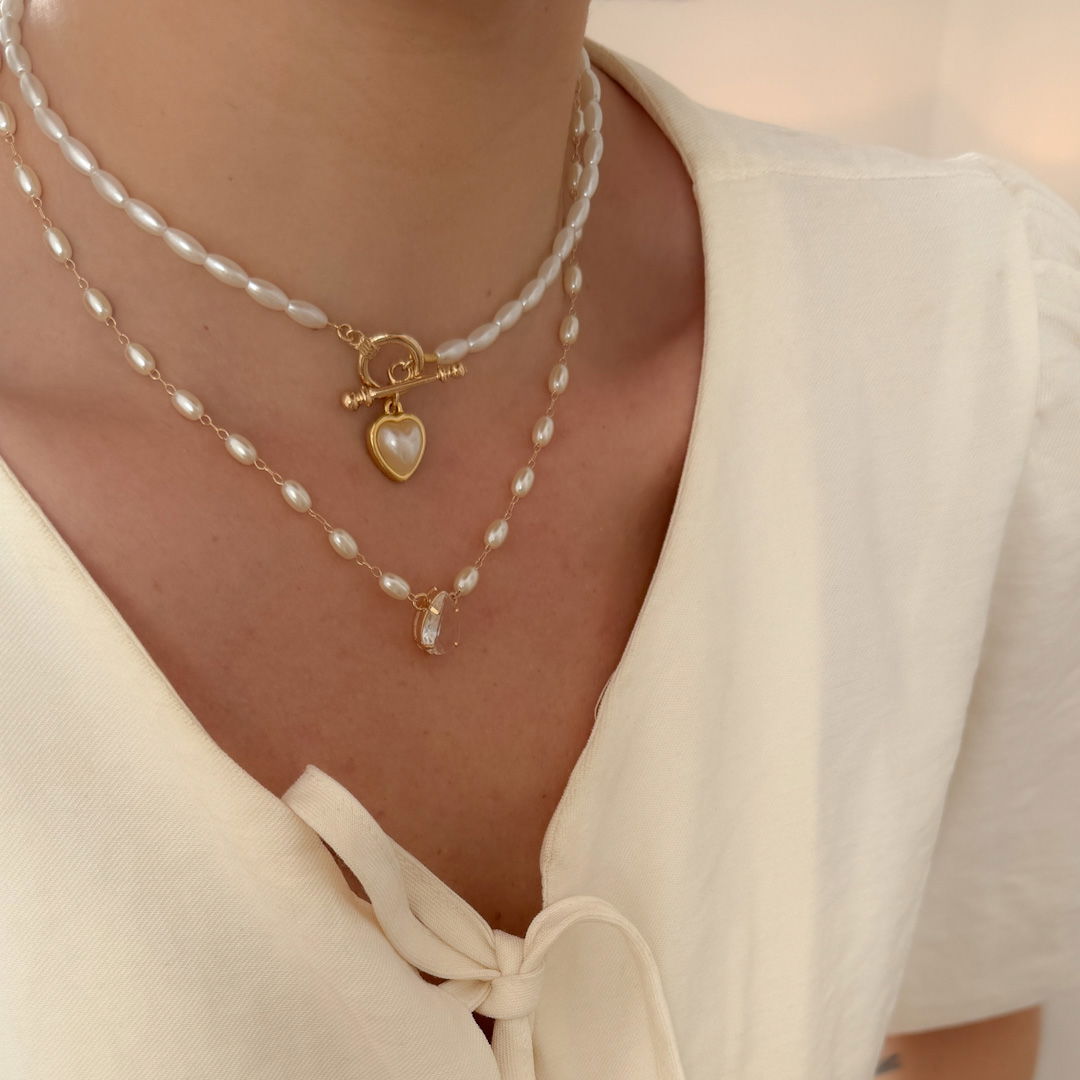 Colar Curto - Baguete Coração