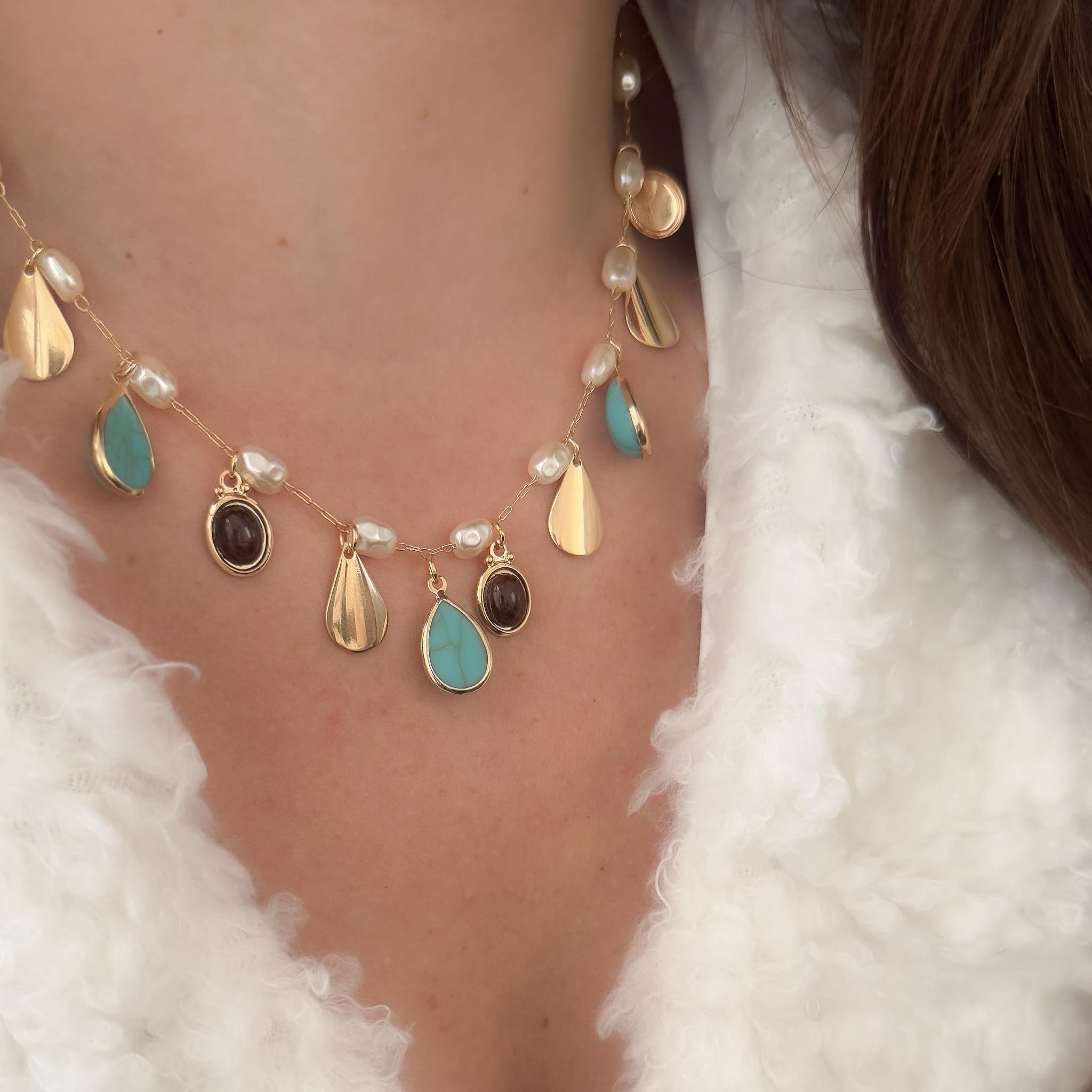 Colar Curto - Coffe & Blue