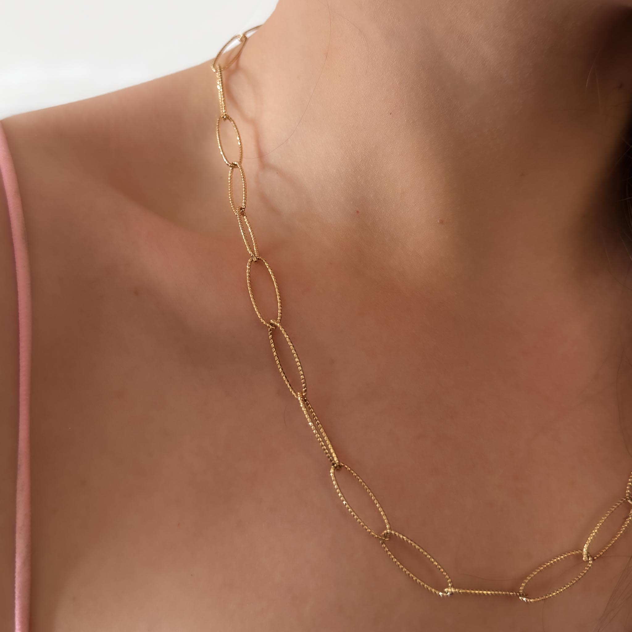 Colar Curto - Elos Ovais Texturizados