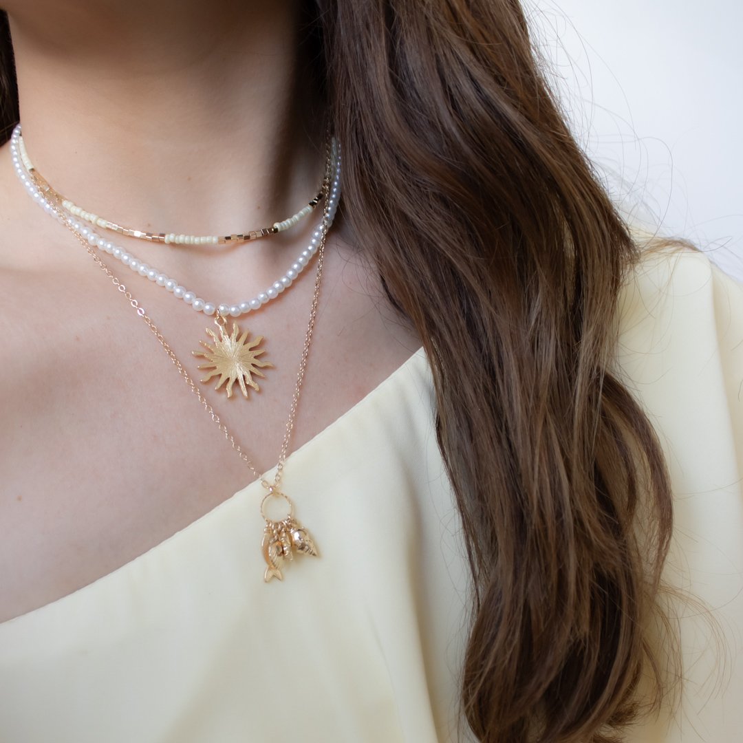 Colar Curto - Pérolas e Sol