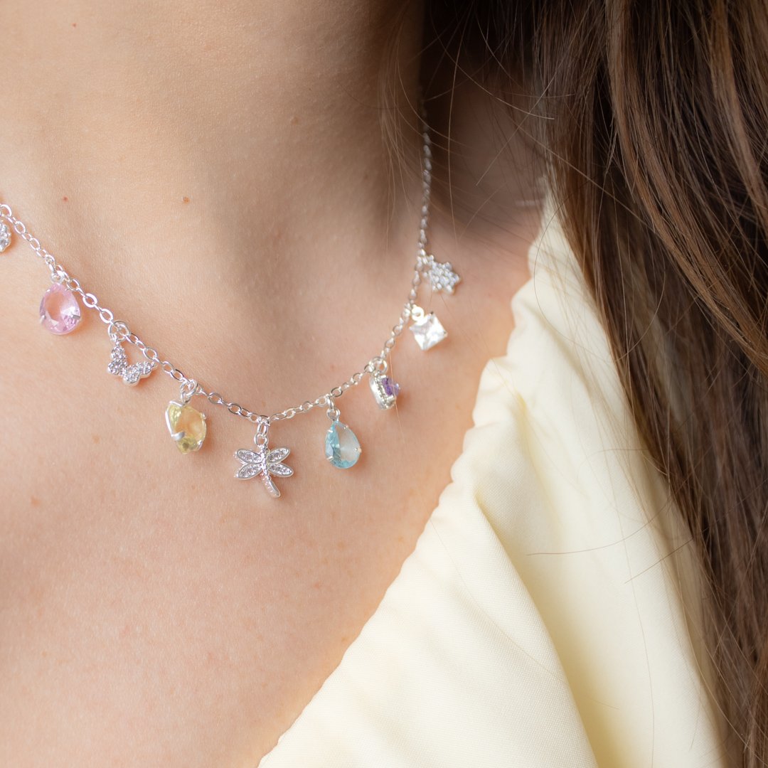 Colar Curto - Pingentes Coloridos