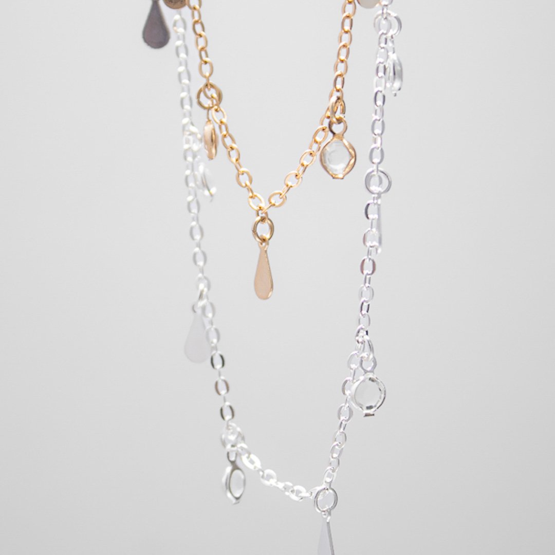 Colar Curto - Pingentes Gotinhas e Cristais