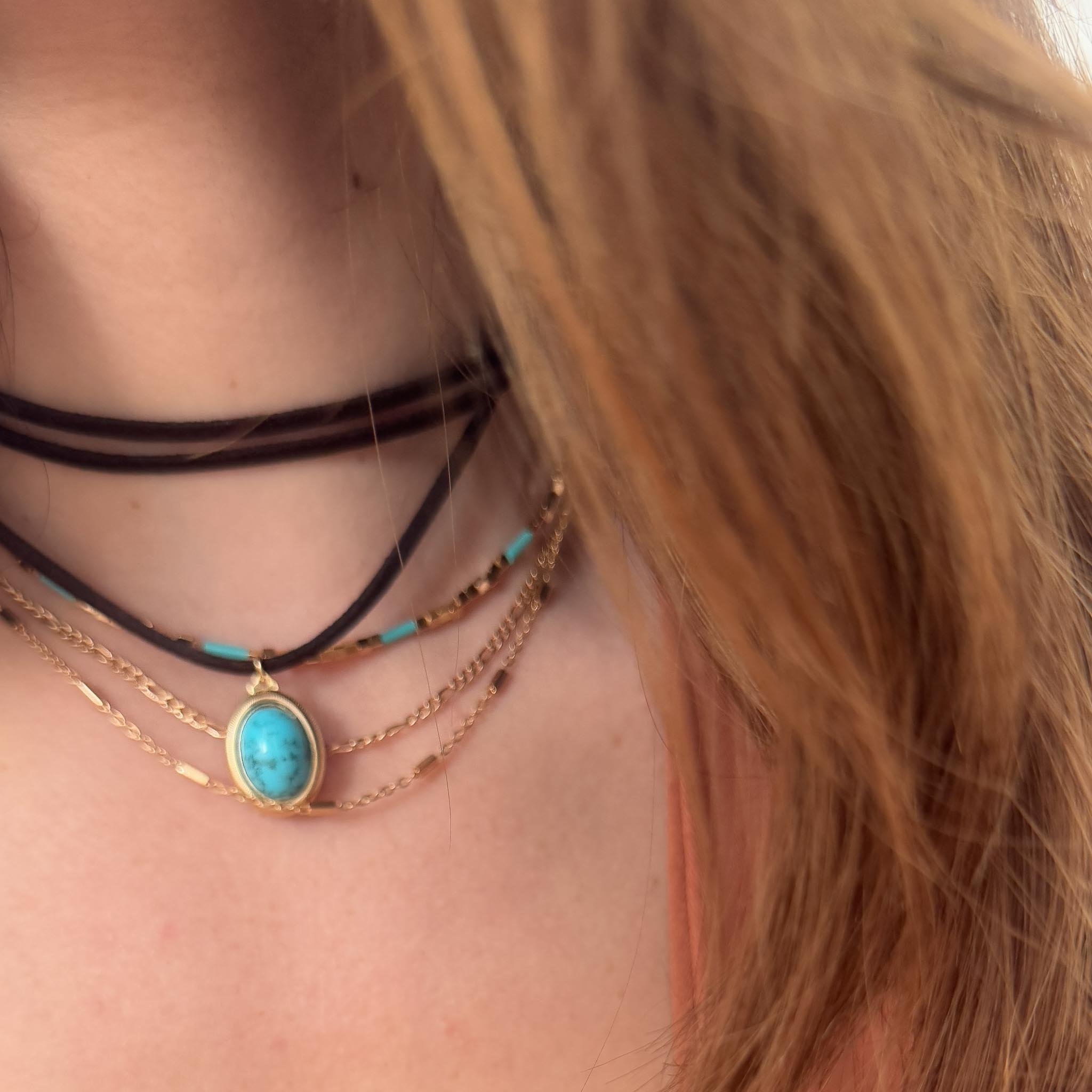 Colar Camurça - Turquesa