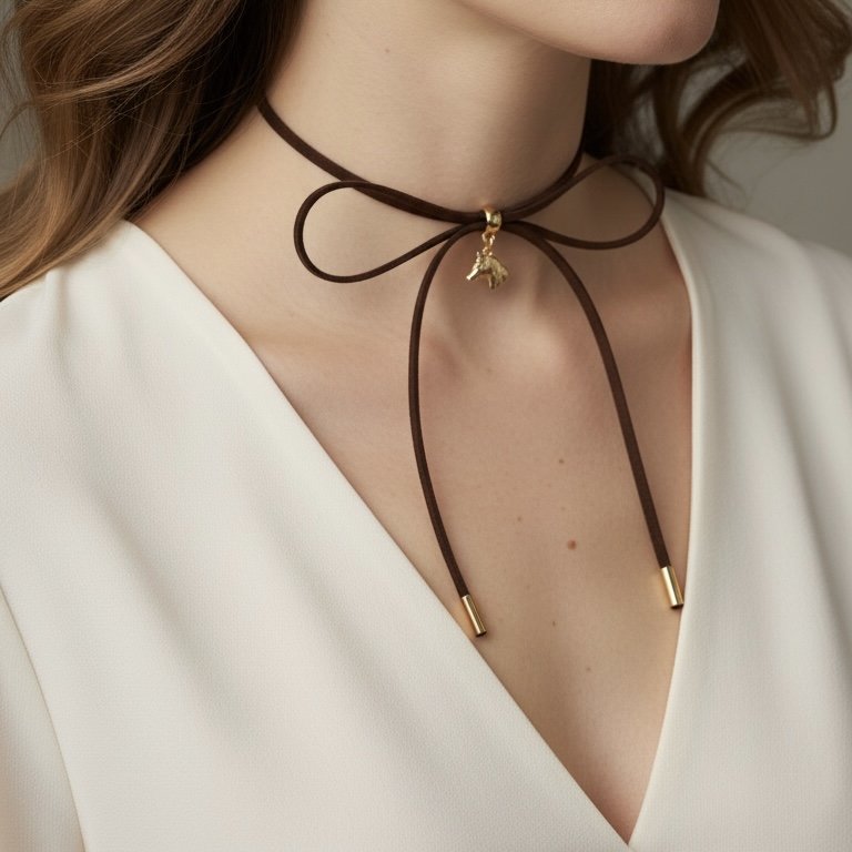 Colar Curto - Camurça Laço