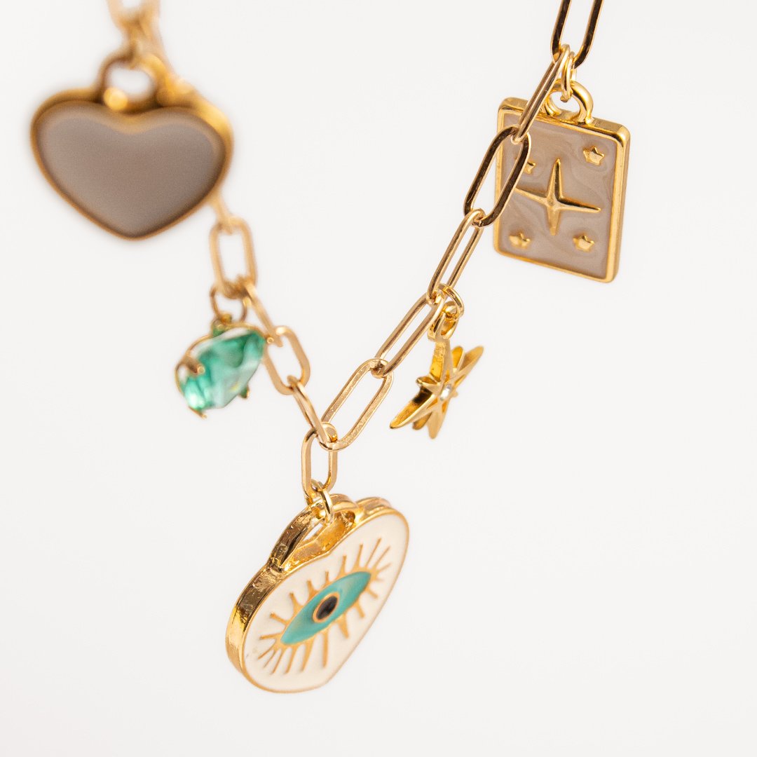 Colar Curto - Charms Turquesa