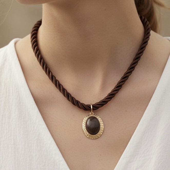 Colar Curto - Cordão São Francisco Marrom