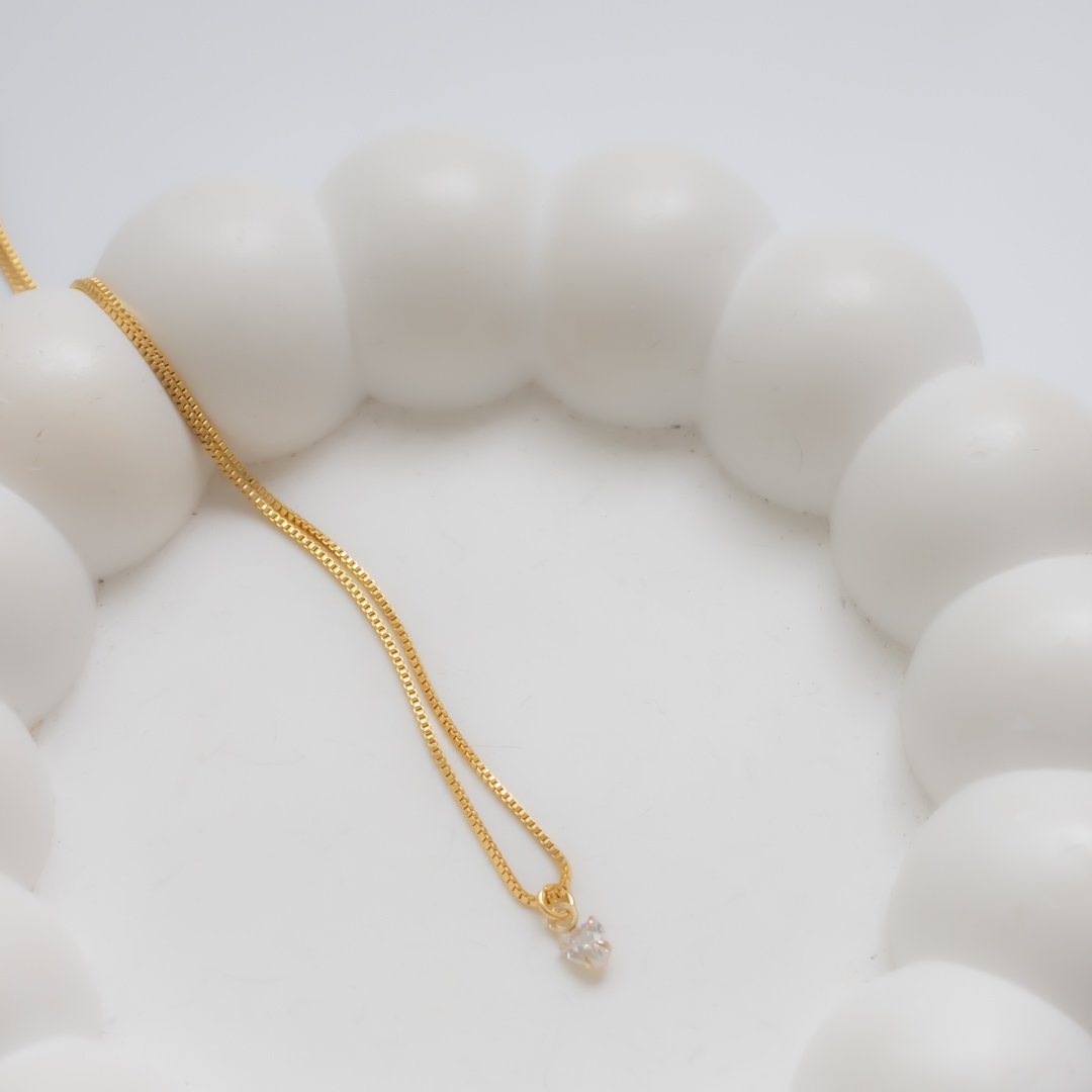 Colar Curto - Mini Coração Zircônia (Infantil)