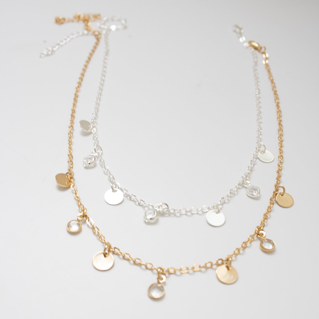 Colar Curto - Moedas Cristais