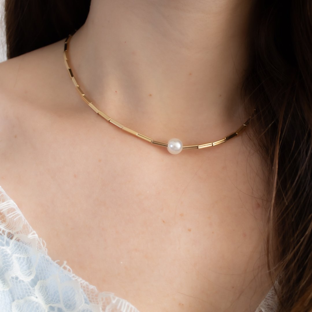 Colar Curto - Pérola e Canutilho