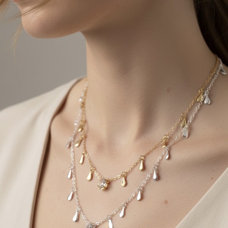 Colar Curto - Pingentes Gotinhas