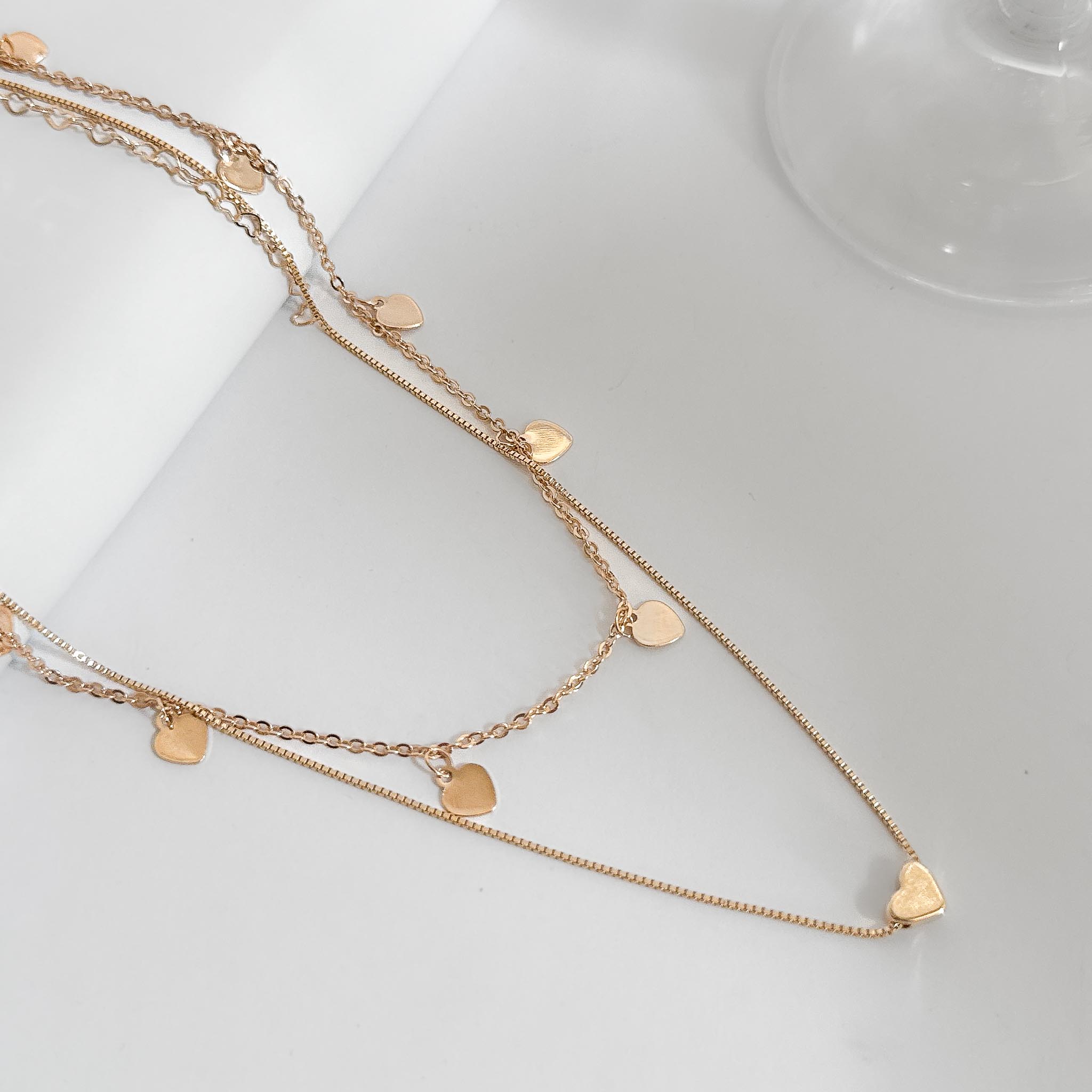 Colar Duplo - Corações Espelhados