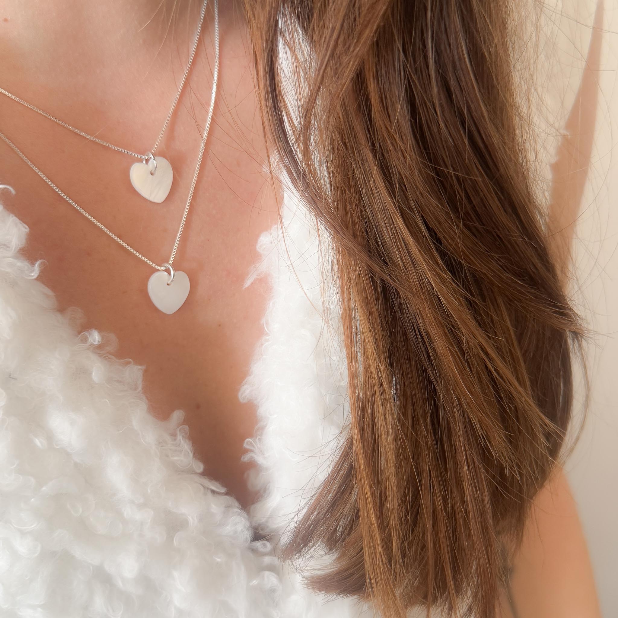 Colar Duplo - Corações Perolados