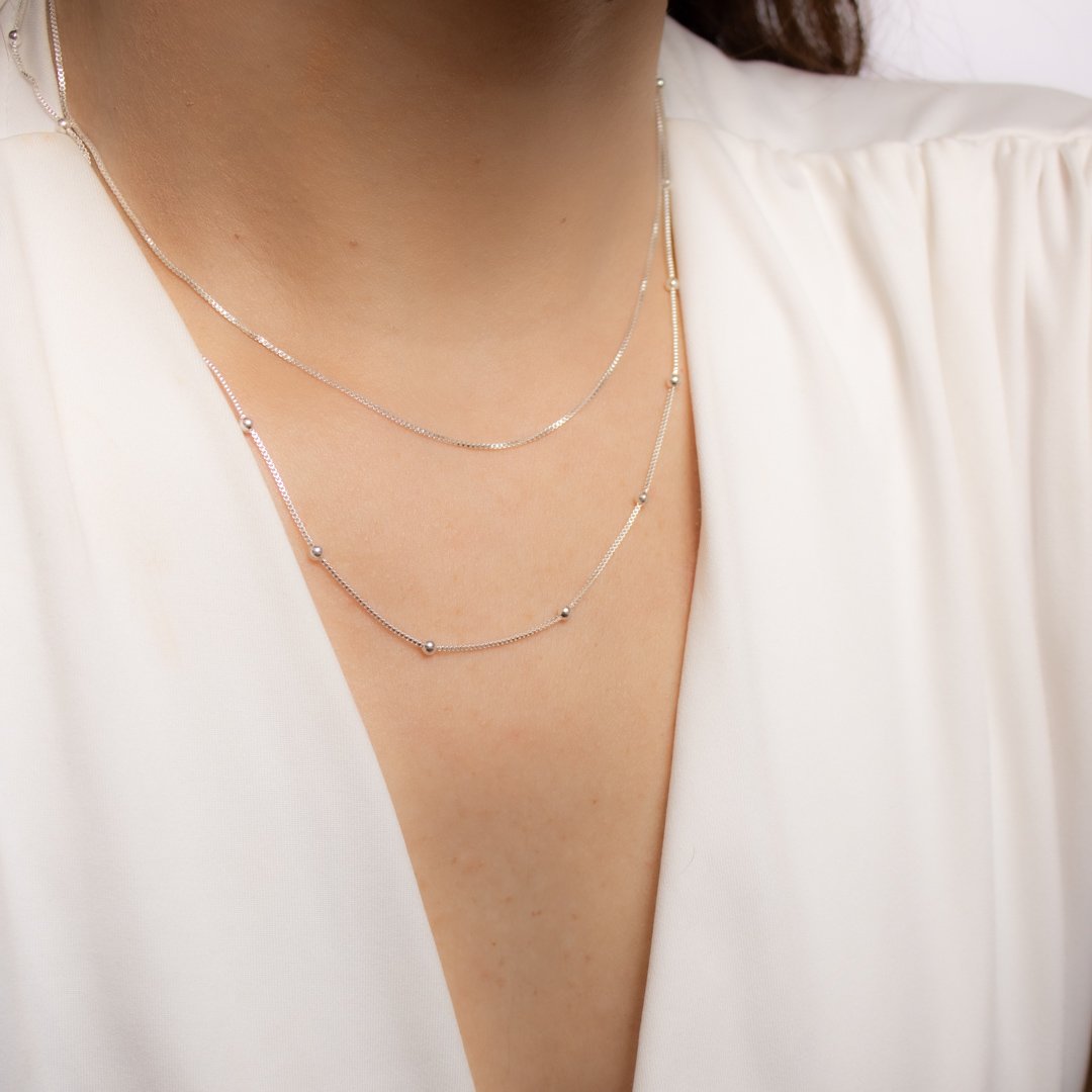 Colar Duplo - Corrente Bolinha e Veneziana