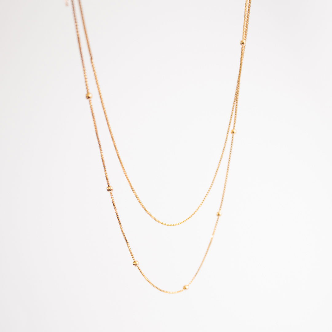 Colar Duplo - Corrente Bolinha e Veneziana