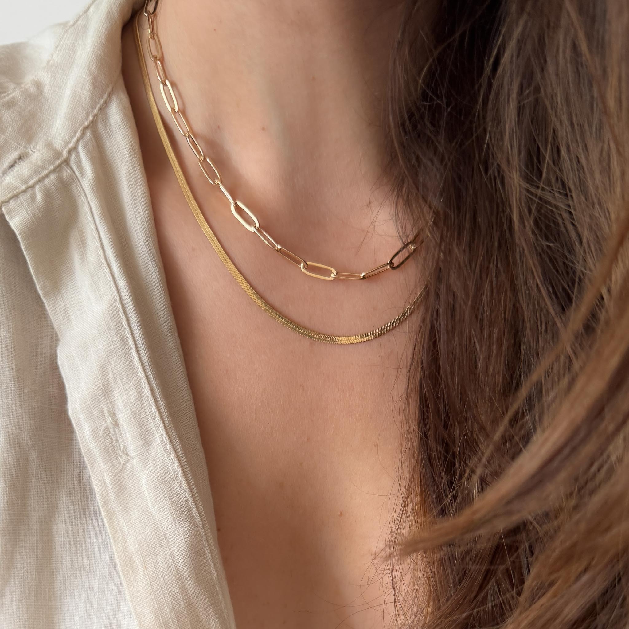 Colar Duplo - Fita e Elos