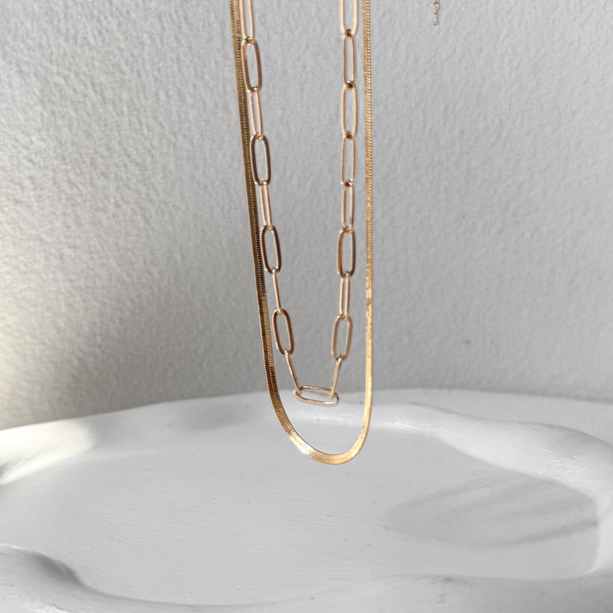 Colar Duplo - Fita e Elos