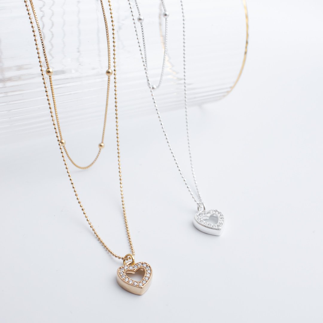 Colar Duplo - Bolinha & Coração