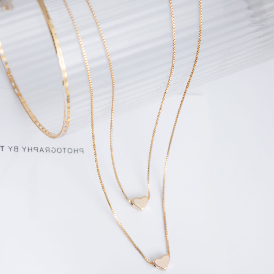 Colar Duplo - Coração Liso