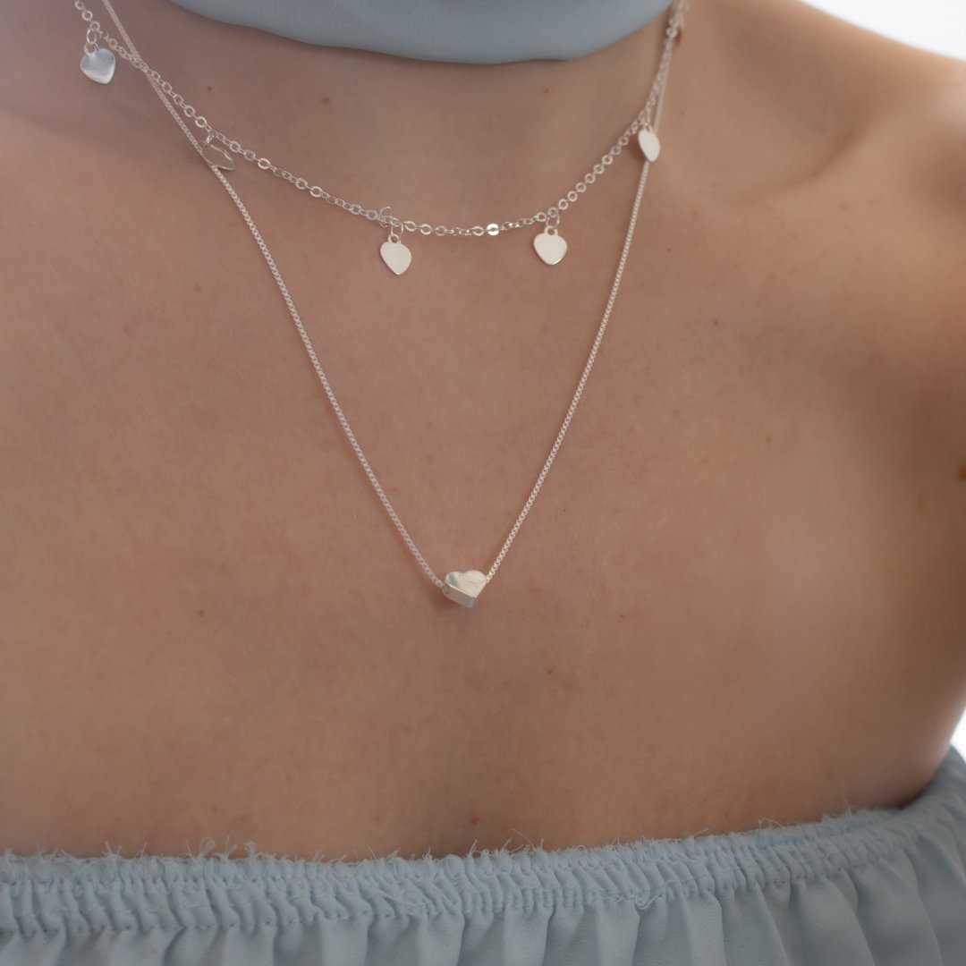 Colar Duplo - Corações Espelhados